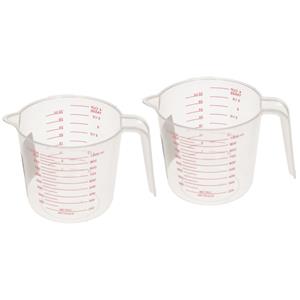 2x Voordelige kunststof maatbekers 1 liter/1000 ml -