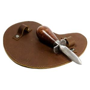 Oyster knife with leather glove