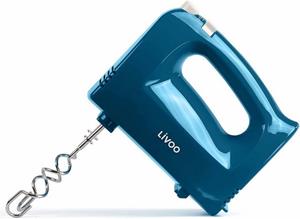 LIVOO Handmixer  Handmixer Handrührgerät Rührbesen Knethaken 5 Stufen Kunststoff DOP162B blau