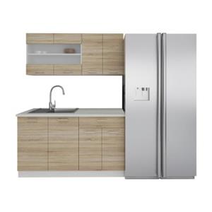 VCM 4-tlg Singleküche Einbauküche Küchenzeile Küchenblock Komplettküche 140 cm Esilo weiß-kombi