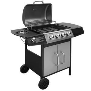 VIDAXL Gasgrill »Gasgrill 4+1 Brenner Schwarz und Silbern«