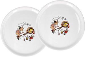 Emilja Pizzateller »Pizzateller 31cm Porzellan - 2er Set - Motiv Pizzabäcker«, (2 St)