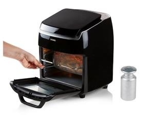 Domo Heißluftfritteuse, 1800 W, Mini BACKOFEN 10Ltr. Umluft Heißluftfritteuse mit Rotierkorb, Pommes fettarm frittieren ohne Öl