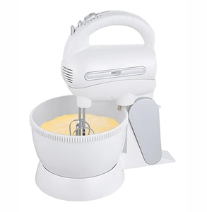 Camry Handmixer CR 4213, 600 W Mixer mit Rührschüssel Halterung Drehfunktion, Handrührgerät, Rührmaschine, Standmixer, Knethaken Schneebesen, weiß