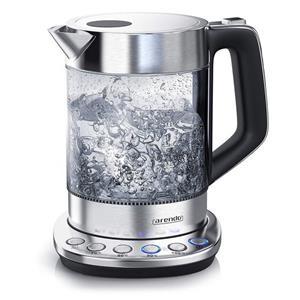 Arendo Wasserkocher, Edelstahl Glas Wasserkocher mit Basisstation Solid Control 1,5 Liter
