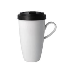 Yomonda Künstlertasse mit Deckel weiß mit Henkel