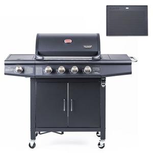 TAINO Gasgrill »RED 4+1«, Set, Gasgrill mit Grilplatte, Edelstahl-Brenner, Grillroste, Seitenbrenner, pulverbeschichteter Stahl, schwarz