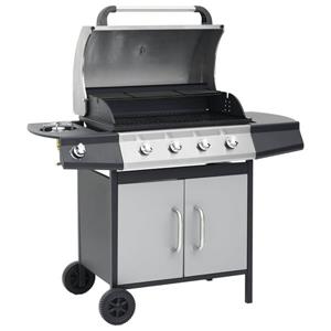 VIDAXL Gasgrill »Gasgrill 4+1 Brenner Schwarz und Silbern Stahl & Edelstahl«