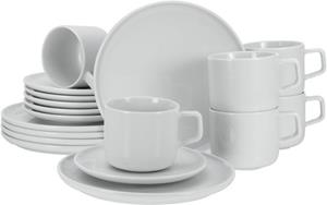 CreaTable Kaffeeservice »Chef Collection« (18-tlg), Porzellan, flache und große Teller, nordisches Design