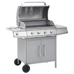 VIDAXL Gasgrill »Gasgrill 4+1 Brenner Silbern Edelstahl«