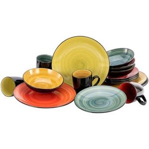 CreaTable Combi-servies SAMOA met de hand geschilderde spiraaldecoratie (set)