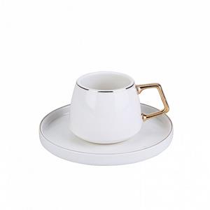 Karaca Kaffeeservice » Saturn Türkische Kaffeetassen, Mokkatassen-Set für 6 Personen, 12 Stück, Weißgold, 6 Espressotassen und 6 Untertassen, Mokkatassen, Porzellan Es