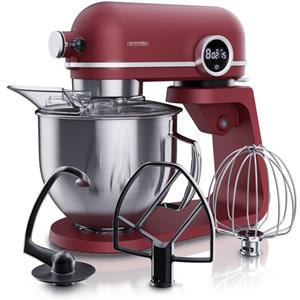 Arendo Küchenmaschine, 800 W, Küchenmaschine 800 W mit Display 5l Edelstahlschüssel - inkl. 3 Rührwerkzeuge