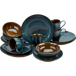 CreaTable Combi-servies Mallorca hoogglanzend speciaal glazuur, aardewerk karakter (set)