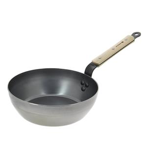 De Buyer Mineral B Bois tiefe Bauernpfanne 24 cm - Eisen mit Bienenwachsbeschichtung - Bandstahlgriff mit Holzgriffschalen