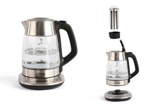LIVOO Wasserkocher  Wasserkocher Teekocher 1,7 Liter Glas Edelstahl 2200 Watt DOD165