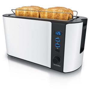 Arendo Toaster, 2 lange Schlitze, für 4 Scheiben, 1500 W, Automatik 4 Scheiben Langschlitz Toaster mit Display - Defrost Funktion - Wärmeisolierendes Doppelwandgehäuse - Frukost