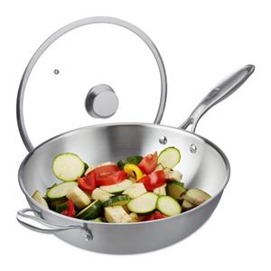 RELAXDAYS Wok »Edelstahl Wok mit Glasdeckel«