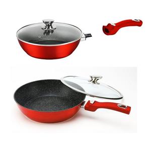 Cheffinger Wok »WOK Pfanne 30cm Induktion Aluguss mit Deckel Antihaft Bratpfanne Marmorbeschichtung Gastronomie Wokpfanne«