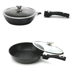 Cheffinger Wok »WOK Pfanne 30cm Induktion Aluguss mit Deckel Antihaft Bratpfanne Marmorbeschichtung Gastronomie Wokpfanne«