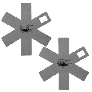5Five Pannenschermers - 2x - grijs - vilt - cm - stapelbeschermers voor pannen -