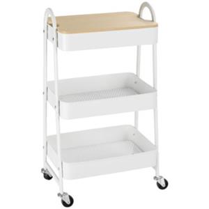 HOMCOM Küchenwagen mit 4 Universalräder weiß
