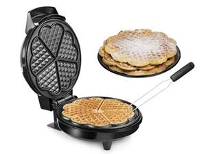 Tristar Waffeleisen, 700 W, für 5 dünne herzförmige Waffeln Ø20cm Herzchen Waffelbäcker 700Watt mit Waffelgabel