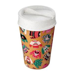 Koziol ISO TO GO X-MAS SWEATER Thermobecher 400ml Isolierbecher natur/weiß