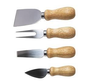 Merkloos Kaasmesjes hout/RVS 4-delig