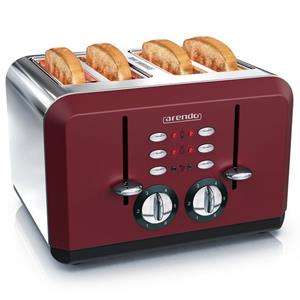 Arendo Toaster, 4 kurze Schlitze, für 4 Scheiben, 1630 W, Automatik Toaster im Edelstahlgehäuse für 4 Scheiben BREAKFAST X2