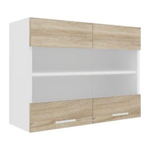 VCM Küchenschrank Breite 80 cm Matt Glastür Hängeschrank Küche Küchenmöbel Esilo weiß-kombi