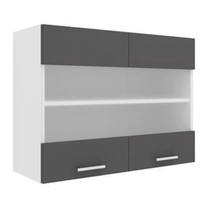 VCM Küchenschrank Breite 80 cm Matt Glastür Hängeschrank Küche Küchenmöbel Esilo weiß