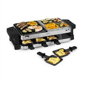 Klarstein Kontaktgrill Sirloin Raclette 1500W Aluminium / Stein 8 Personen Kontroll-LED, 1500 W