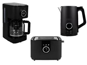 Princess Filterkaffeemaschine, als Frühstücks-Set mit Wasserkocher & Toaster, Design Edelstahl Schwarz matt