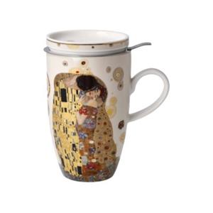 Goebel Teetasse mit Deckel und Sieb Gustav Klimt - Der Kuss bunt