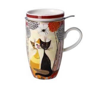 Goebel Teetasse mit Deckel und Sieb Rosina Wachtmeister - Soffioni bunt