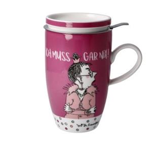 Goebel Teetasse mit Deckel und Sieb Barbara Freundlieb - Ich muss gar nix bunt