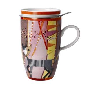 Goebel Teetasse mit Deckel und Sieb Rosina Wachtmeister - Sottosopra bunt