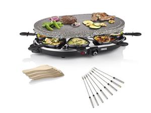 Princess Raclette, Moderner Tischgrill oval Gerät für 2-8 Personen, Raclet Gerät mit Steinplatte Steingrill