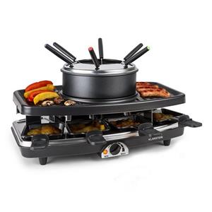 Klarstein Kontaktgrill Entrecote 2-in-1 Raclettegrill & Fondue Naturstein 1100W 8 Personen, 1100 W