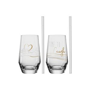 Leonardo Presente Longdrinkglas met rietje 2 stuks