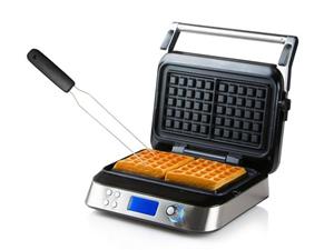 Domo Waffeleisen, 1600 W, für 2 dicke Belgische & Brüsseler Waffeln gleichzeitig, Doppel Wafflemaker, Waffelmaschine mit Waffel-Gabel