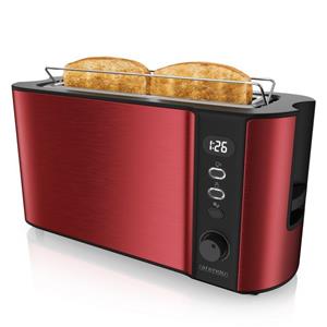 Arendo Toaster, 1 langer Schlitz, für 2 Scheiben, 1000 W, Automatik 2 Scheiben Langschlitz Toaster - Defrost Funktion - Wärmeisolierendes Doppelwandgehäuse