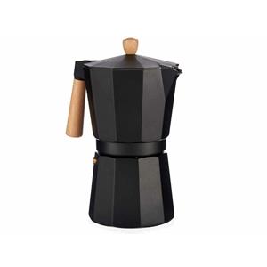 Bigbuy Espressokocher Italienische Kaffeemaschine 12 Tassen Holz Aluminium Mokka-Kanne Espressokocher