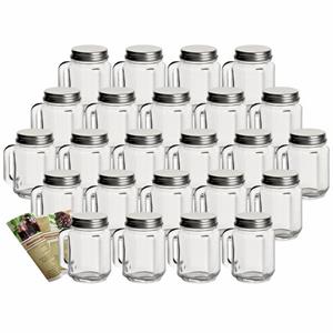 Schnapsglas »Trinkgläser 30 ml mit Schraubdeckel - Mini Trinkglas 0,03 l mit Henkel und Drehverschluss - Henkelgläser mit Deckel für Party, Geburtstag, Hochzeit, Junggesell
