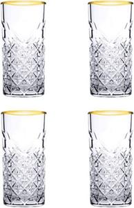 Pasabahce Longdrinkglas »Timeless Trinkgläser Set, Glas gold, Set aus 4 Longdrinkgläsern, für ein 4 Pers. Gedeck, in edler Kristall Optik, geschliffen gold«