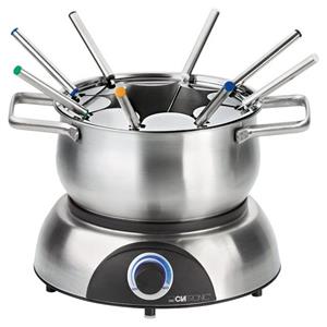 Clatronic Elektro-Fondue FD 3783, elektrischer Fonduetopf, Topf mit abnehmbaren Spritzschutz, Fondue-Set für 8 Personen mit Edelstahl Fondue-Gabeln, farblich markiert, Füllmenge max. 1,2 Lit