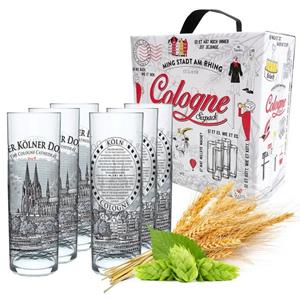 3forCologne Bierglas » Kölschglas 6er Pack bunt 0,2ml, Kölner Stangen mit Grundgesetz, Biergläser Gläser Trinkgläser mit Aufdruck. (MADE IN GERMANY)«