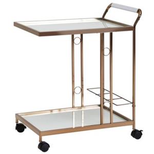 FineBuy Servierwagen mit 2 Ablageflächen gold