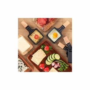 Cecotec Raclette und Fondue-Set Raclette Heißer Stein Grillpfanne  CheeseGrill 8400 Wood AllStone 1200 W